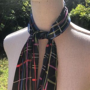 80s Disco Scarf Crisscross Stripe Multicolor Rainbow Pattern, Long and Semi